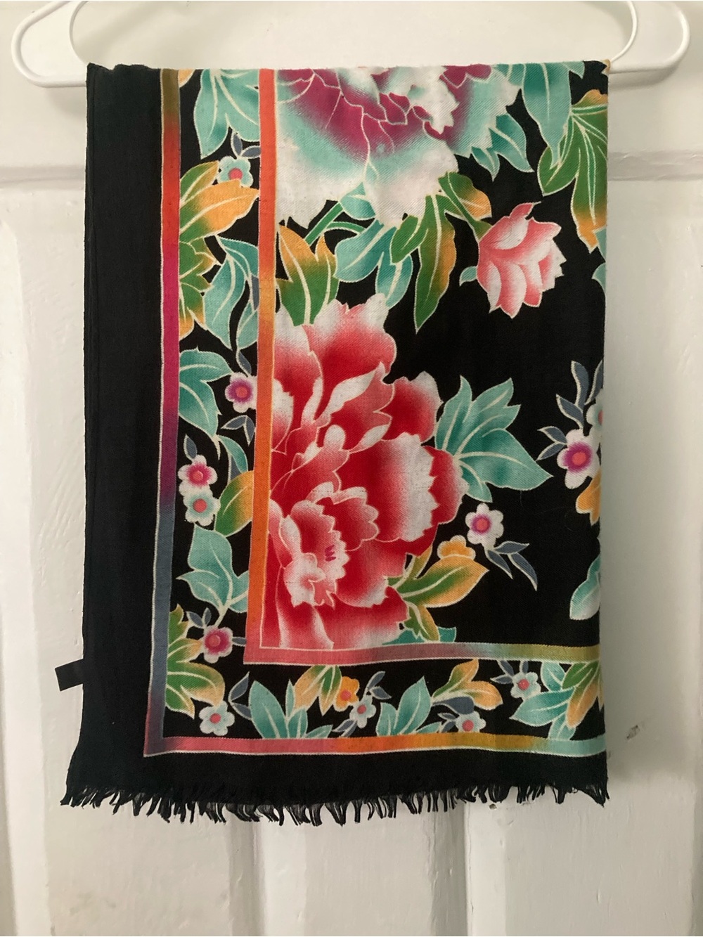 Floral Black Multicolor Decorative Scarf - Brand
